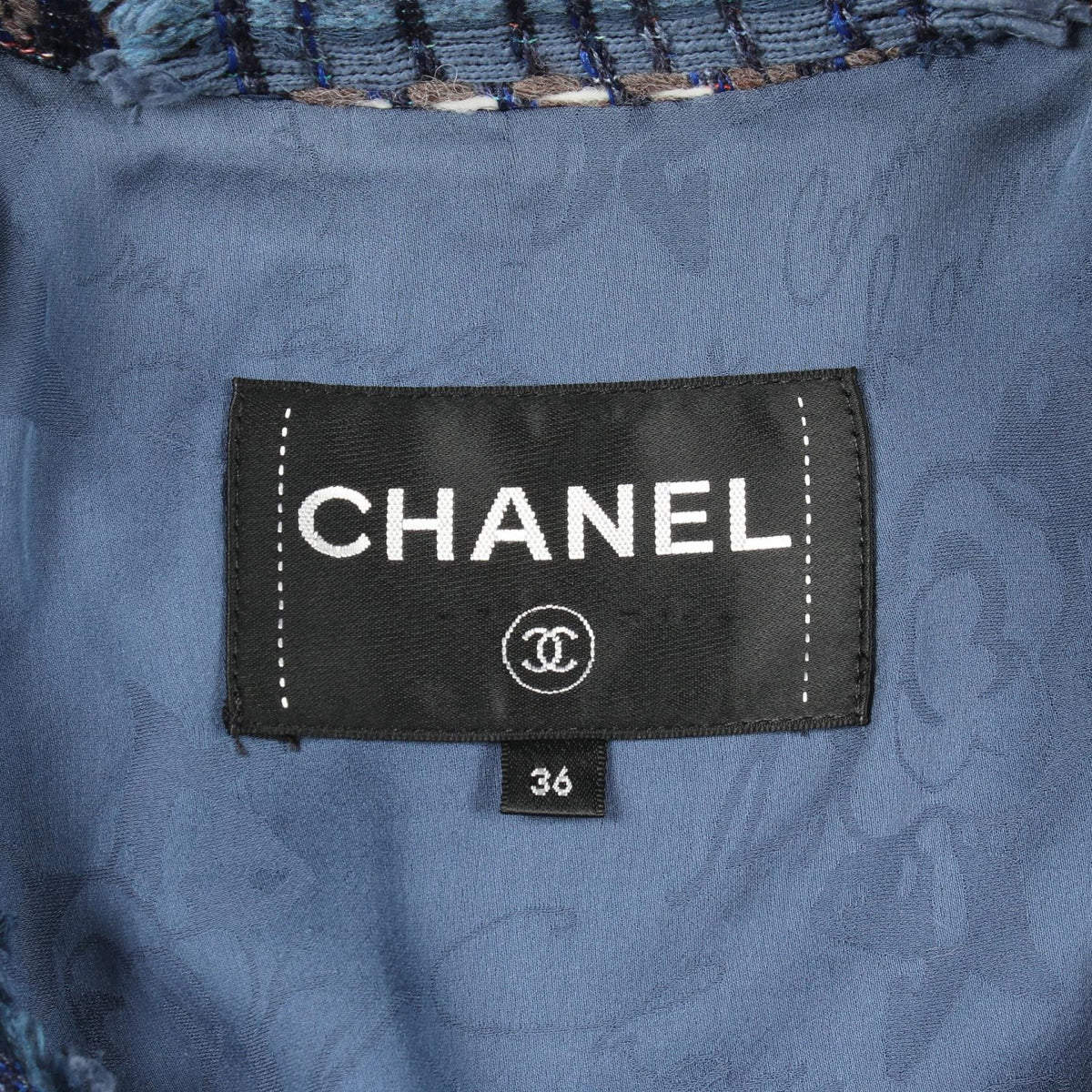 CHANEL Blue Tweed Pullover Sweater Size 36