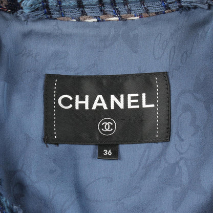 CHANEL Blue Tweed Pullover Sweater Size 36