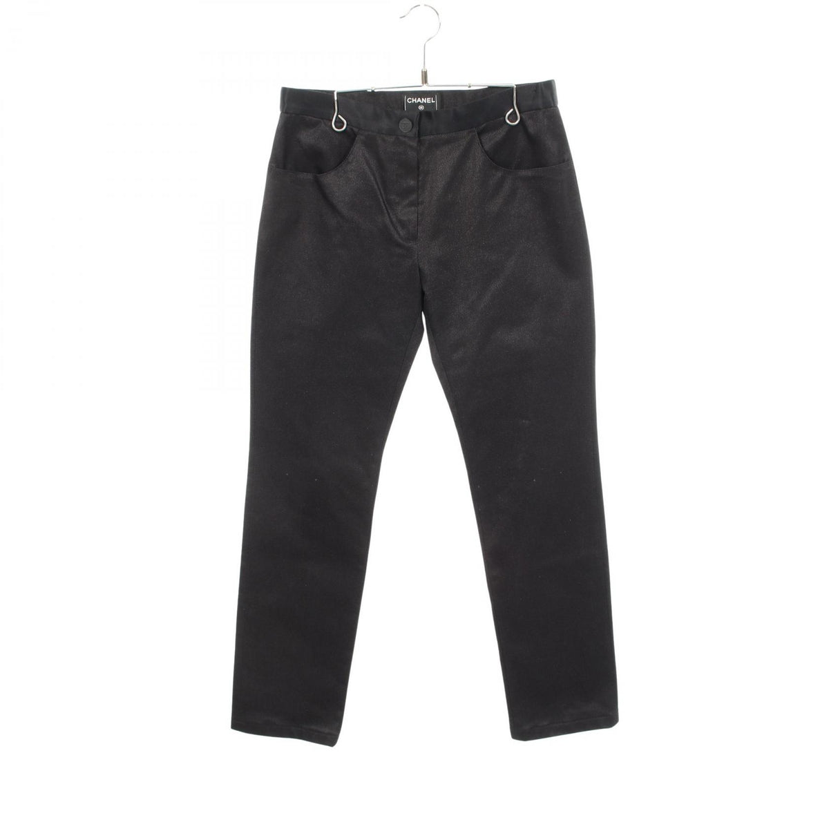 CHANEL Coco Mark Button Cotton Silk Jeans Size 38