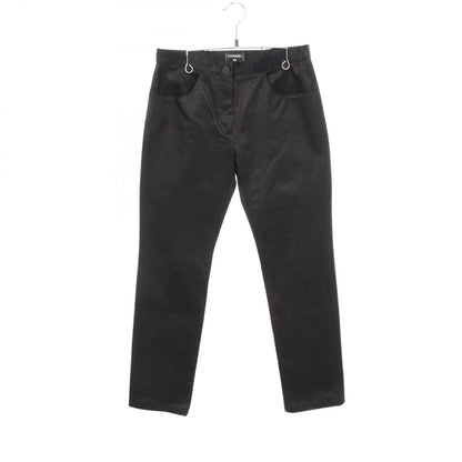 CHANEL Coco Mark Button Cotton Silk Jeans Size 38