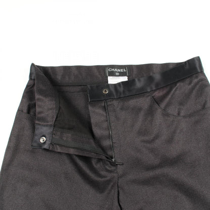 CHANEL Coco Mark Button Cotton Silk Jeans Size 38