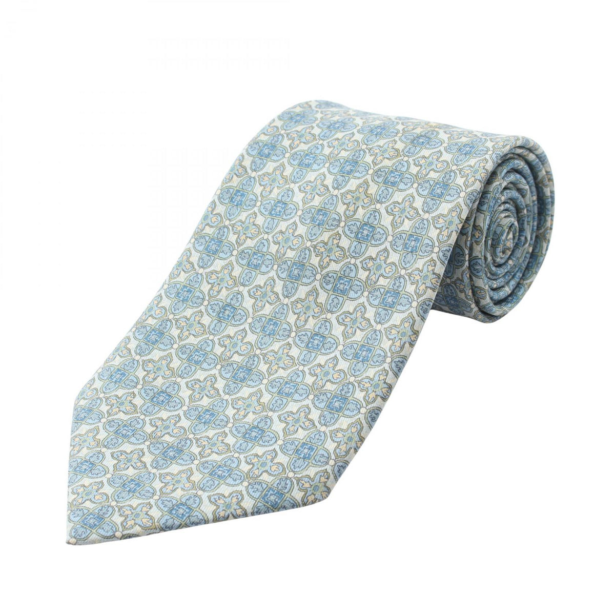 HERMES All-Over Pattern Silk Tie Blue