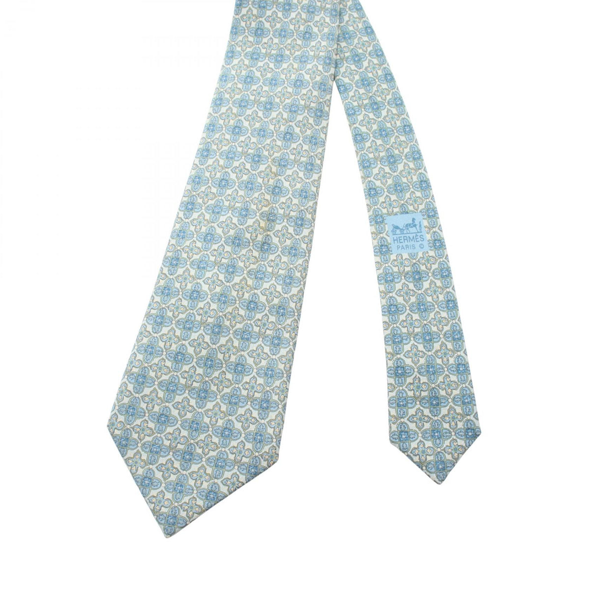 HERMES All-Over Pattern Silk Tie Blue