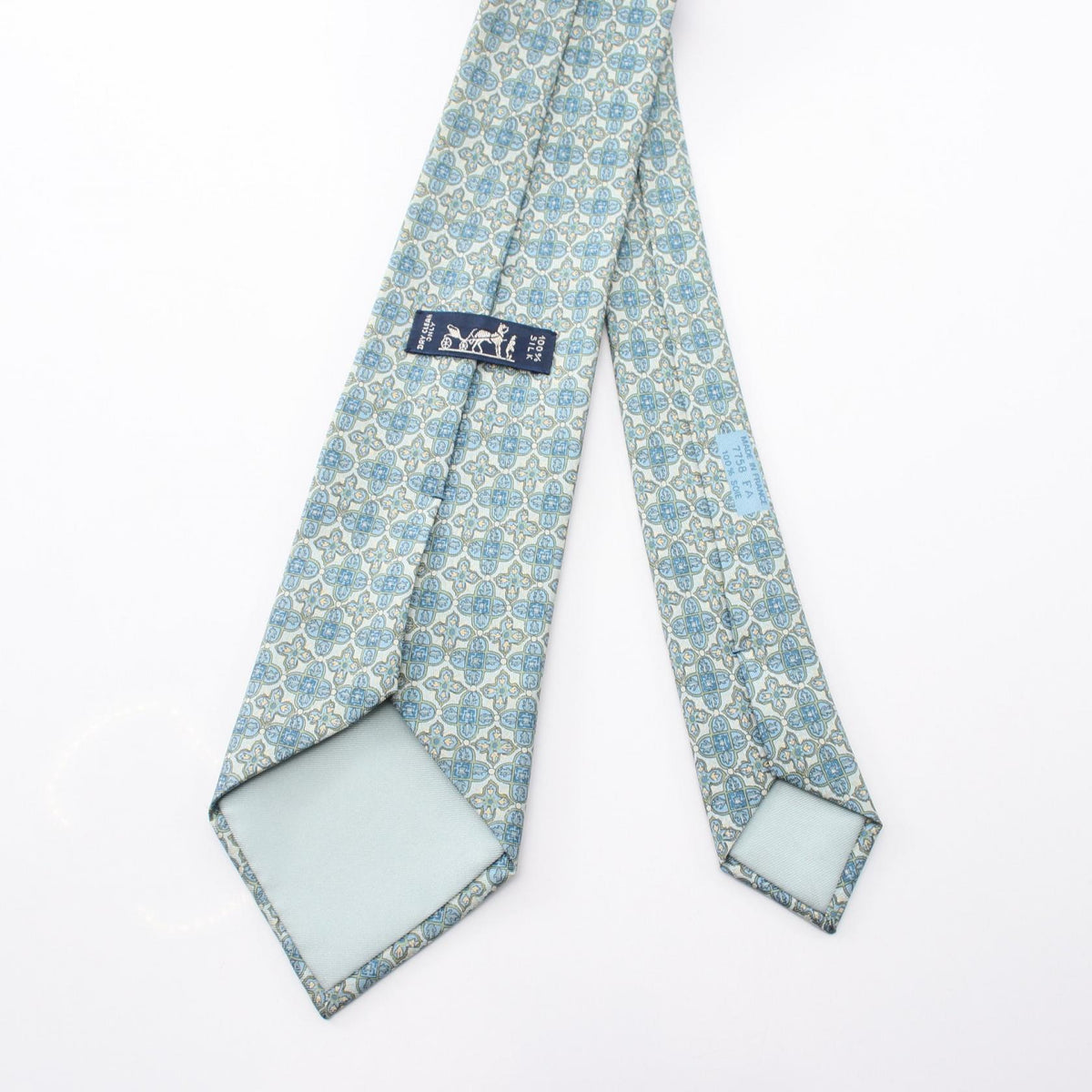 HERMES All-Over Pattern Silk Tie Blue