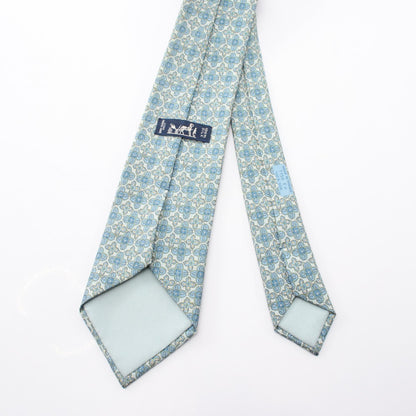 HERMES All-Over Pattern Silk Tie Blue