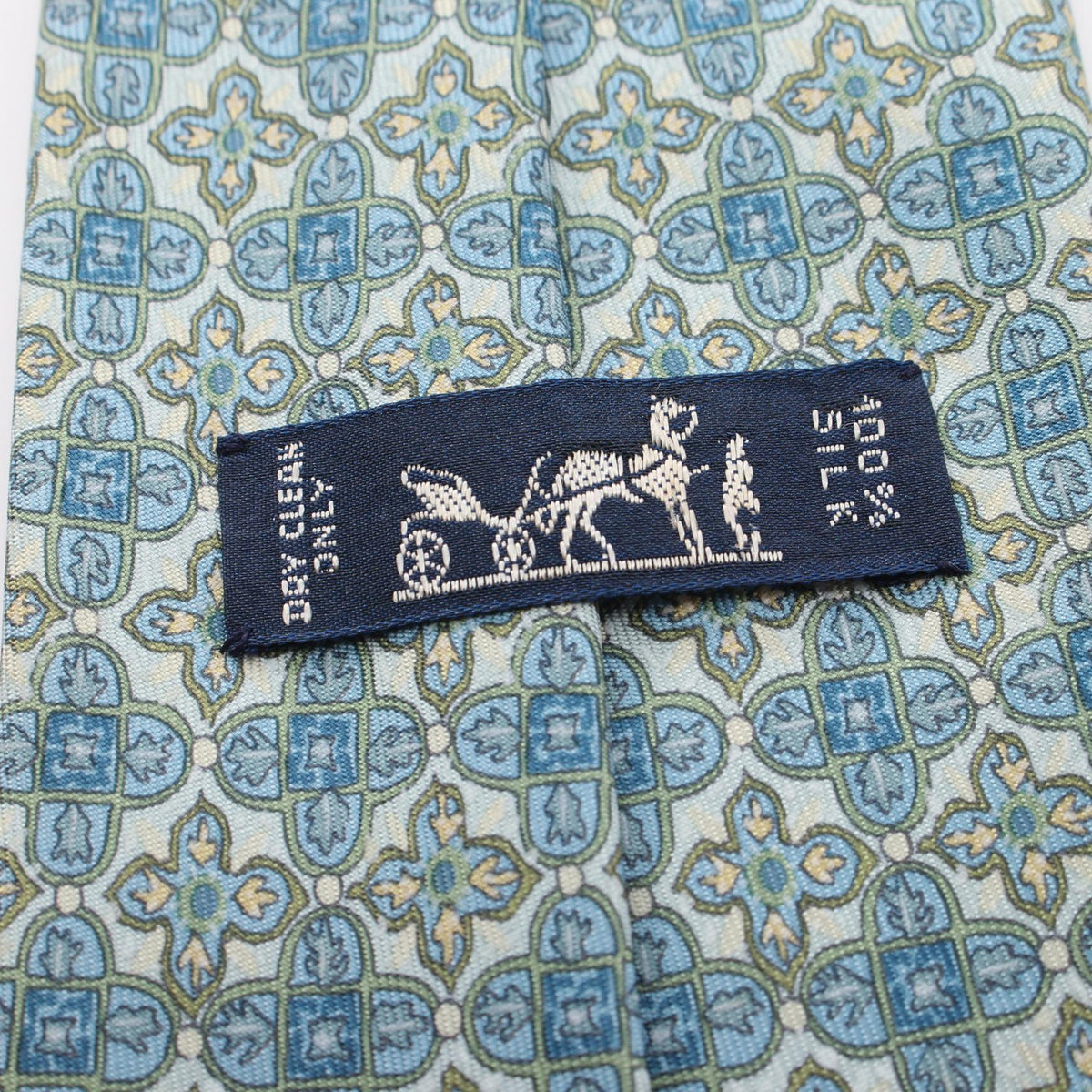 HERMES All-Over Pattern Silk Tie Blue