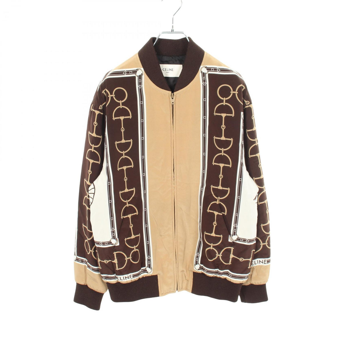 CELINE CASAQUE Silk Blouson Brown Multi Size 36