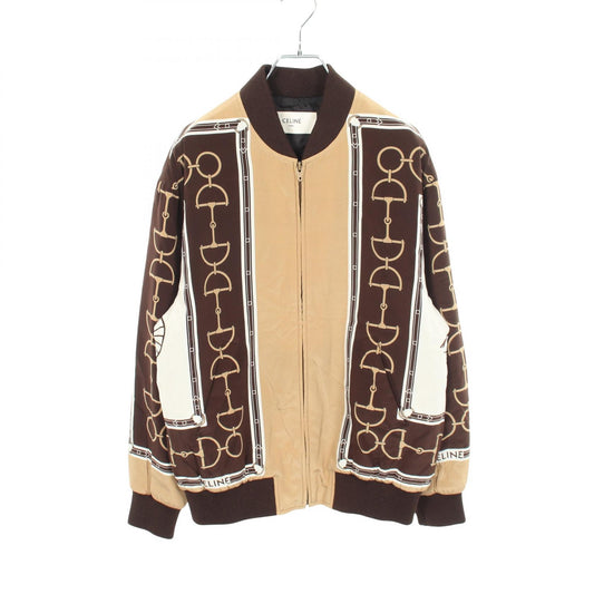 CELINE CASAQUE Silk Blouson Brown Multi Size 36