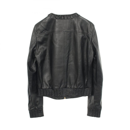 BALLY Frill Leather Jacket Black Size 36