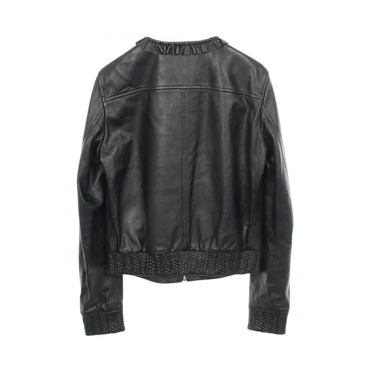BALLY Frill Leather Jacket Black Size 36