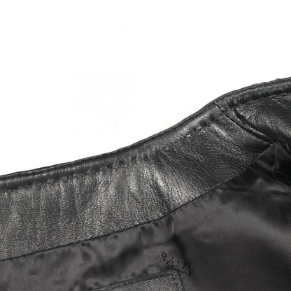 BALLY Frill Leather Jacket Black Size 36