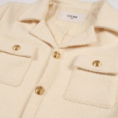 CELINE Tweed Short Sleeve Wool Jacket Size 38