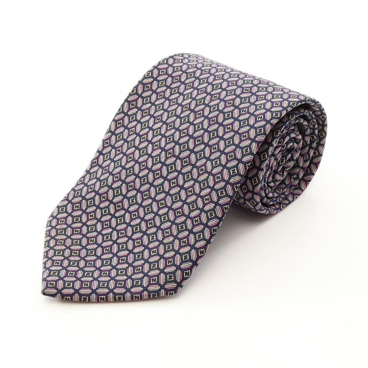 FENDI FF Pattern Silk Tie Navy