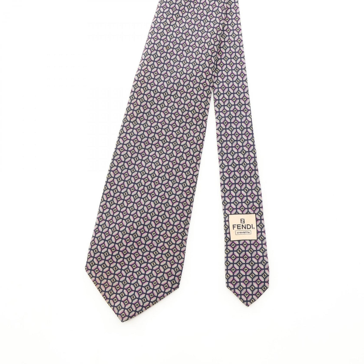 FENDI FF Pattern Silk Tie Navy