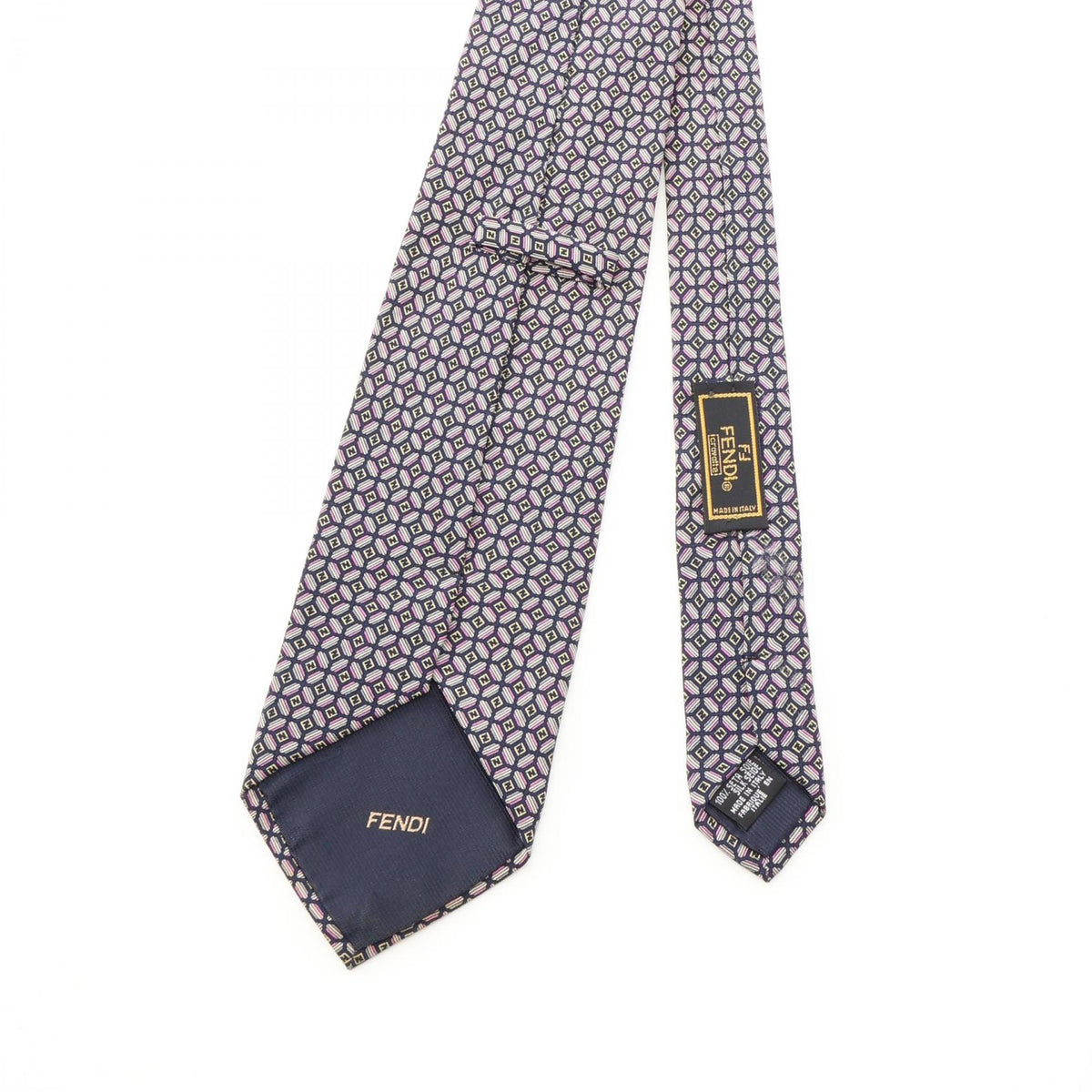 FENDI FF Pattern Silk Tie Navy