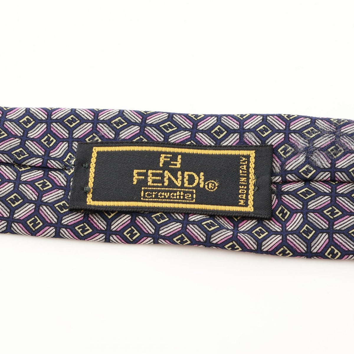 FENDI FF Pattern Silk Tie Navy