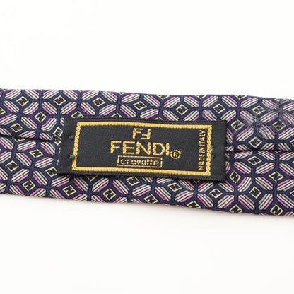 FENDI FF Pattern Silk Tie Navy