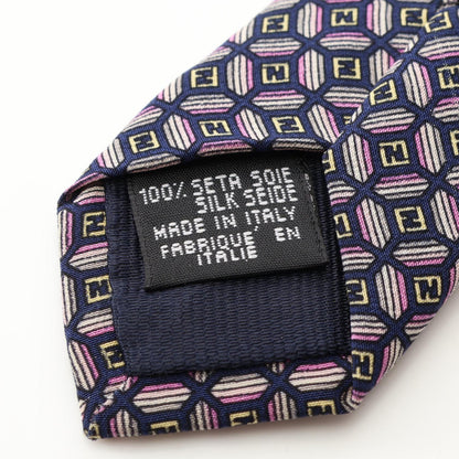 FENDI FF Pattern Silk Tie Navy