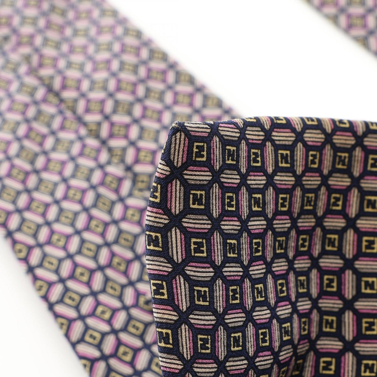 FENDI FF Pattern Silk Tie Navy