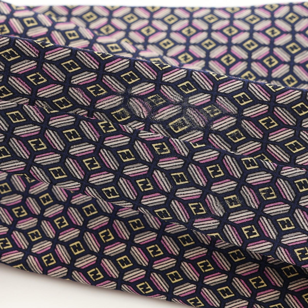 FENDI FF Pattern Silk Tie Navy