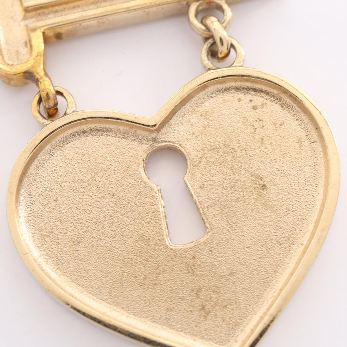 CHANEL Coco Mark Heart Lock Plated Brooch