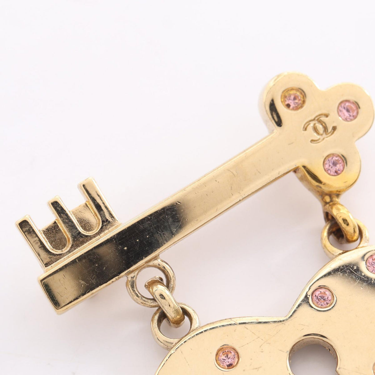CHANEL Coco Mark Heart Lock Plated Brooch