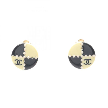 CHANEL White Coco Mark Plated Earrings
