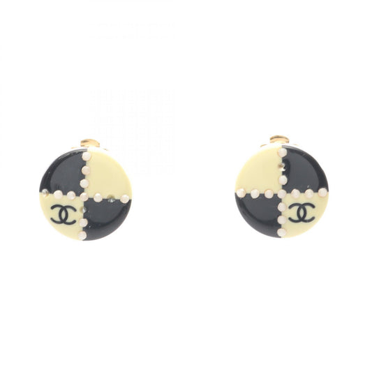 CHANEL White Coco Mark Plated Earrings