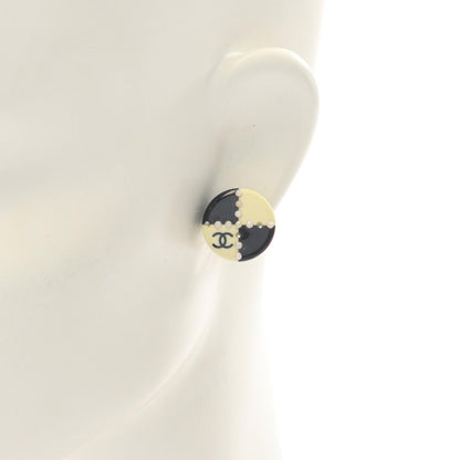 CHANEL White Coco Mark Plated Earrings
