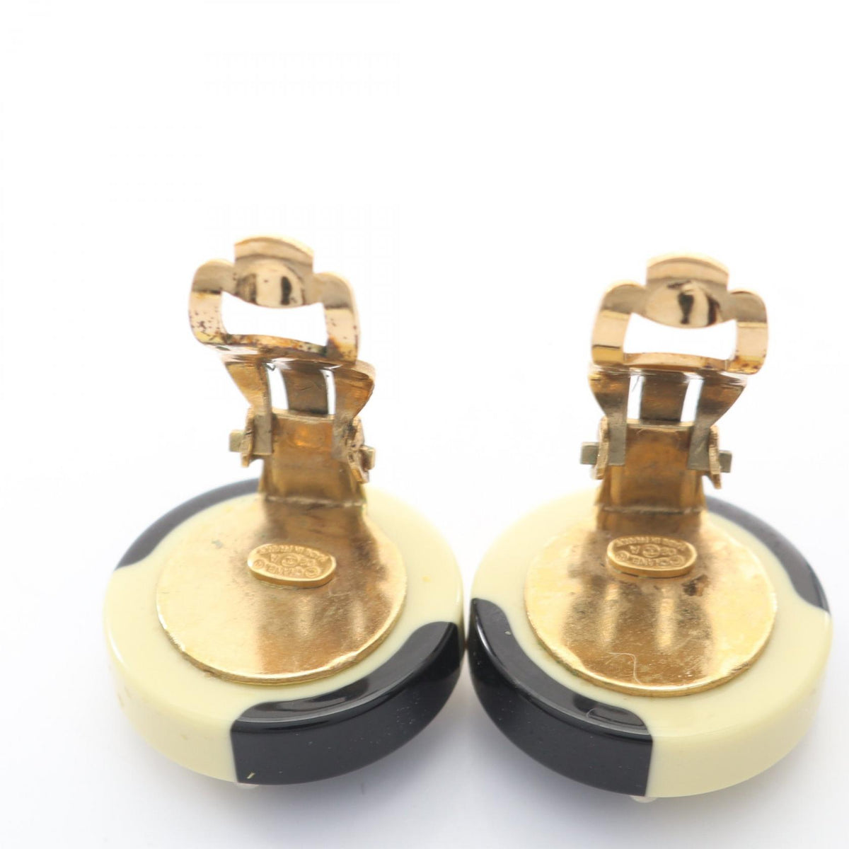 CHANEL White Coco Mark Plated Earrings