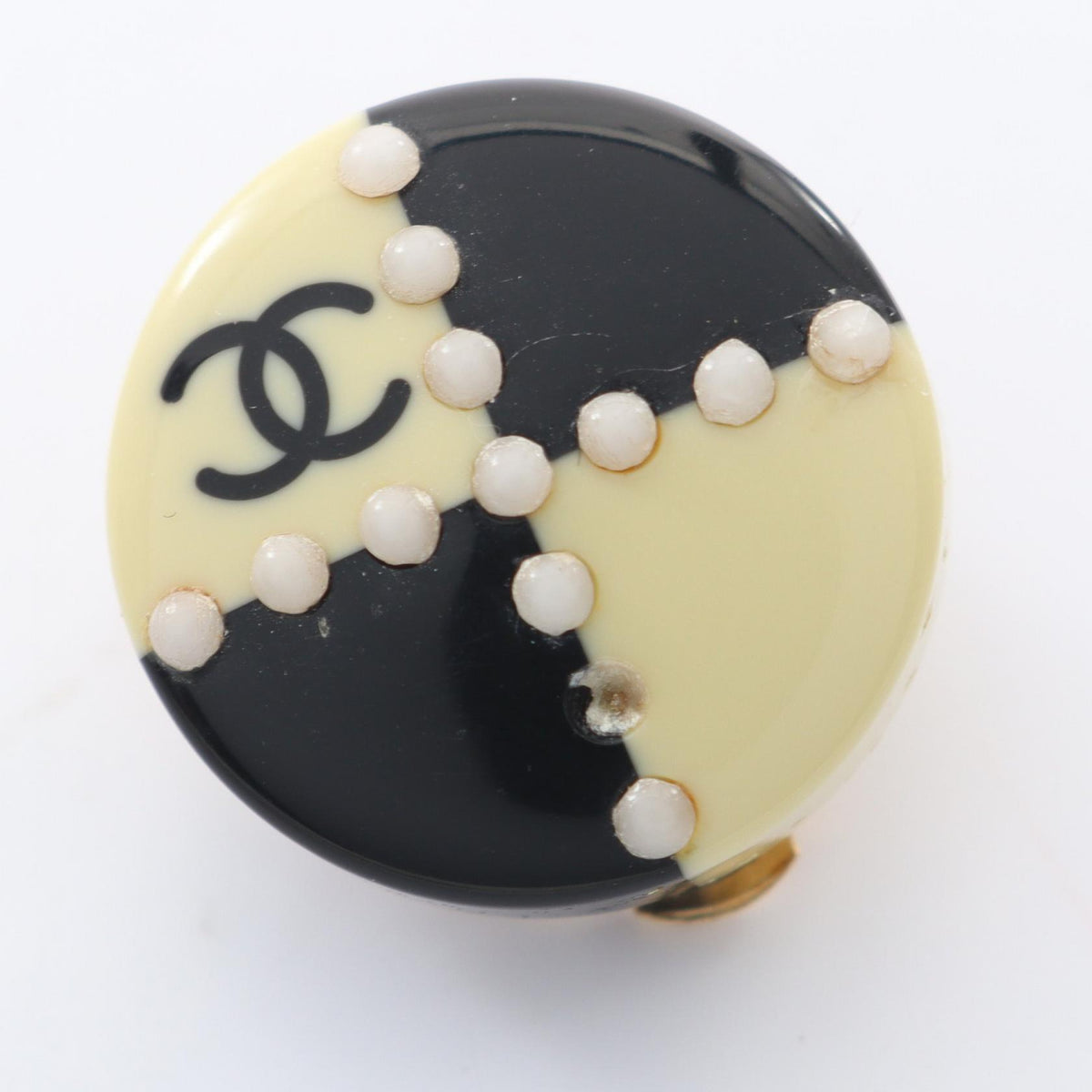 CHANEL White Coco Mark Plated Earrings