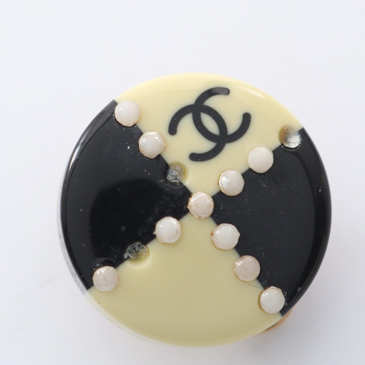CHANEL White Coco Mark Plated Earrings