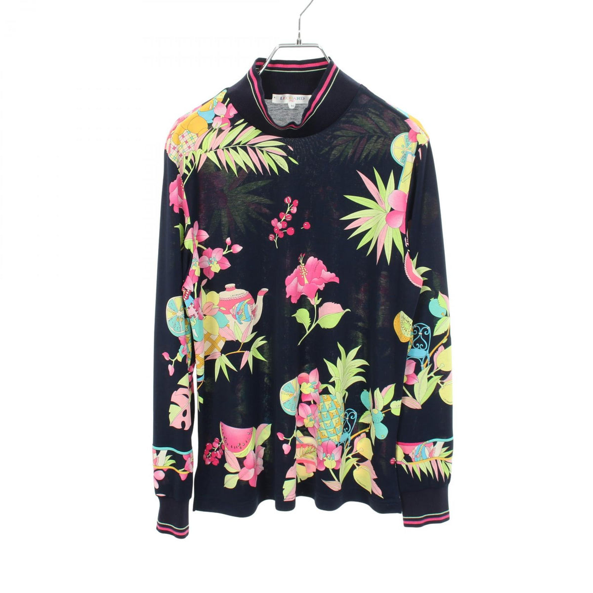 LEONARD SPORT Floral High Neck T-Shirt Size 42