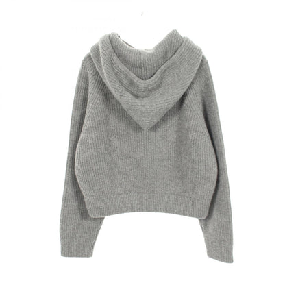 CELINE Logo Knit Wool Hoodie Gray Size XS