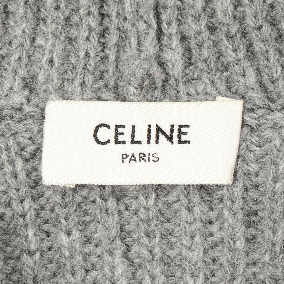 CELINE Logo Knit Wool Hoodie Gray Size XS