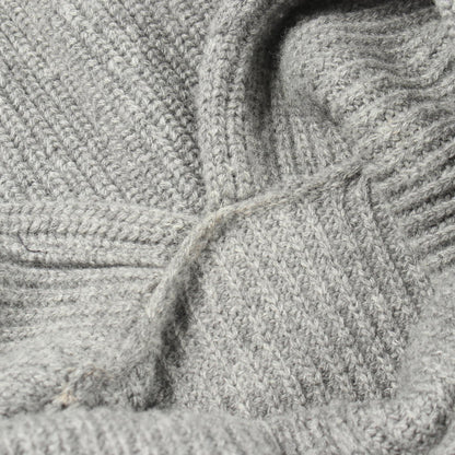 CELINE Logo Knit Wool Hoodie Gray Size XS