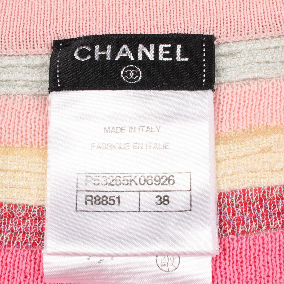 CHANEL CC Button Striped Henley Short Sleeve Top Size 38