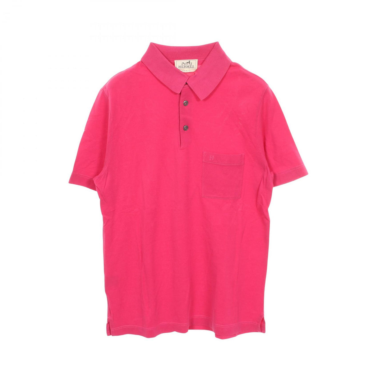 HERMES H Pink Cotton H-Embroidered Polo Size M