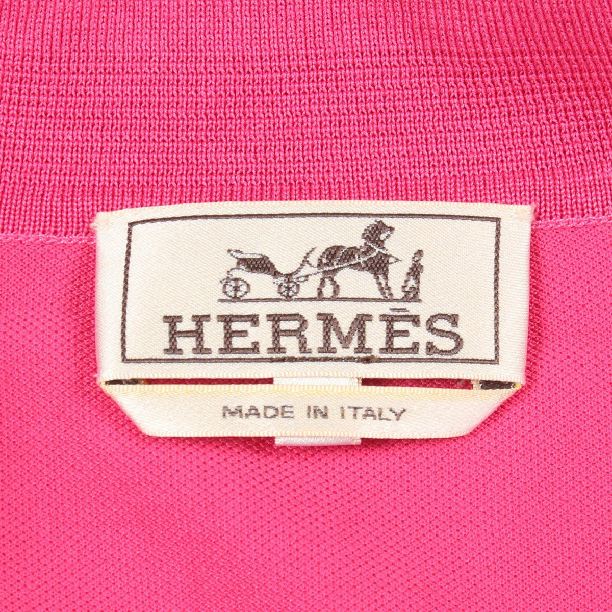 HERMES H Pink Cotton H-Embroidered Polo Size M