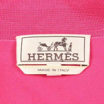 HERMES H Pink Cotton H-Embroidered Polo Size M