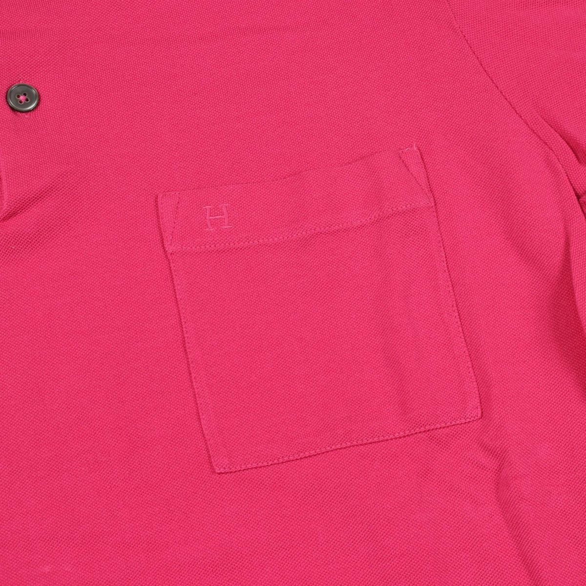 HERMES H Pink Cotton H-Embroidered Polo Size M