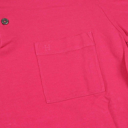 HERMES H Pink Cotton H-Embroidered Polo Size M