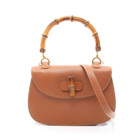 GUCCI Bamboo 2-Way Leather Bag Brown
