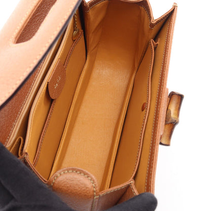 GUCCI Bamboo 2-Way Leather Bag Brown