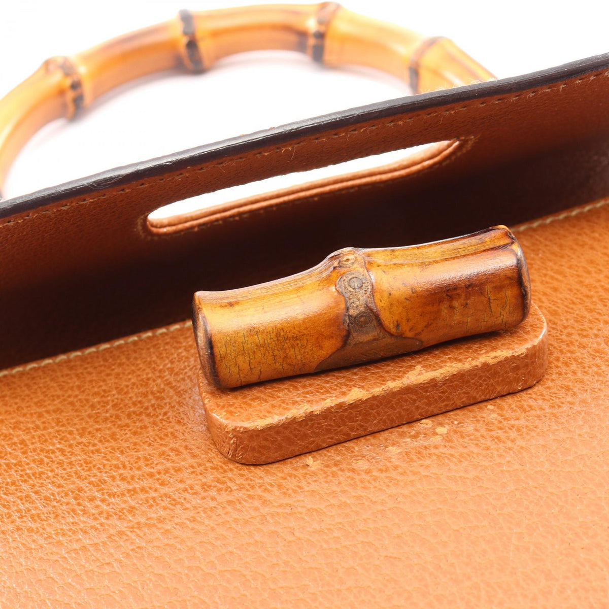 GUCCI Bamboo 2-Way Leather Bag Brown