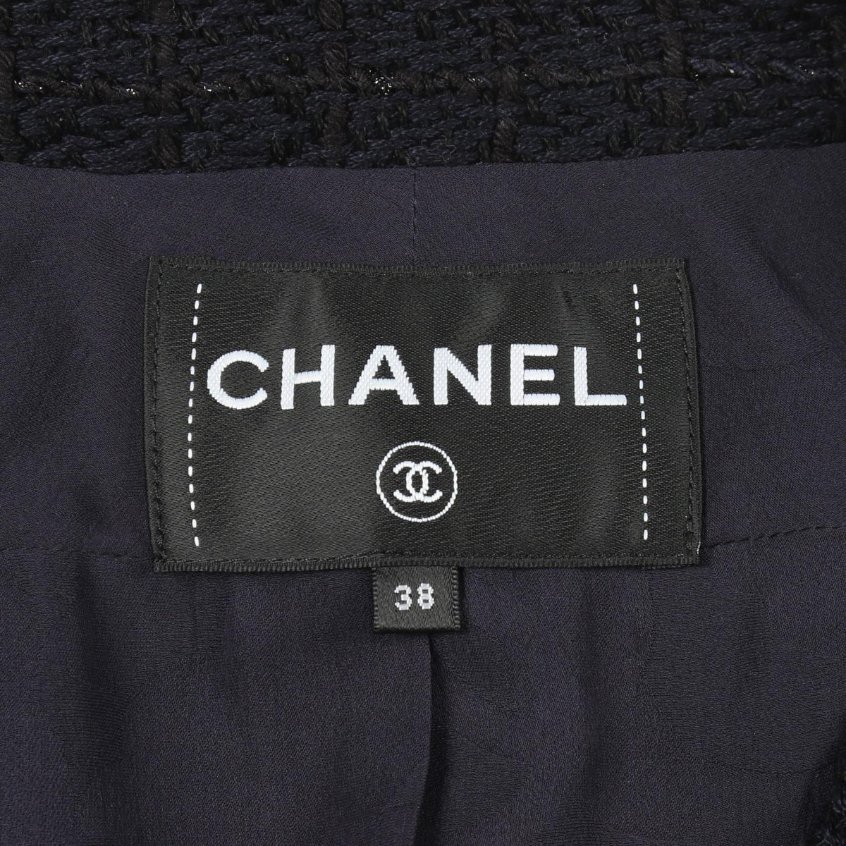 CHANEL Coco Mark Tweed Collarless Jacket Size 38