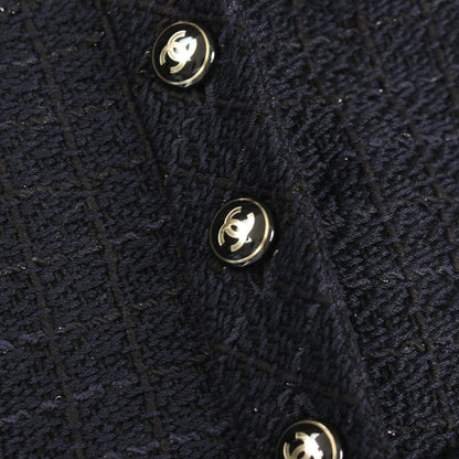 CHANEL Coco Mark Tweed Collarless Jacket Size 38