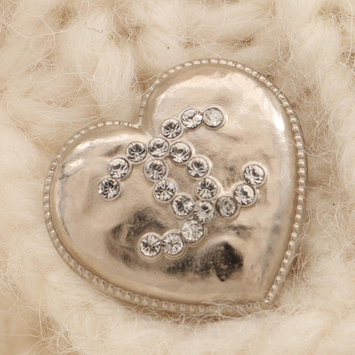 CHANEL Coco Mark Button Cable Knit Sweater White Size 34