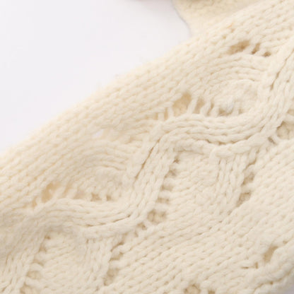 CHANEL Coco Mark Button Cable Knit Sweater White Size 34