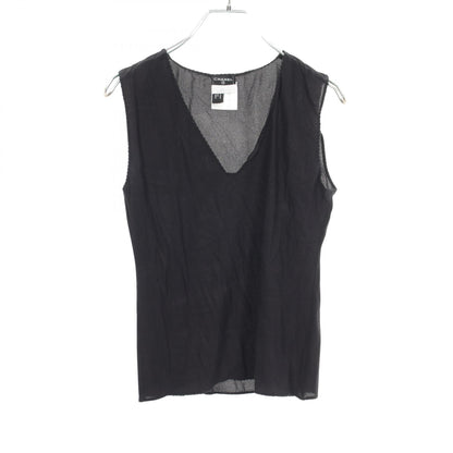 CHANEL Black Silk V-Neck Tank Top Size 42